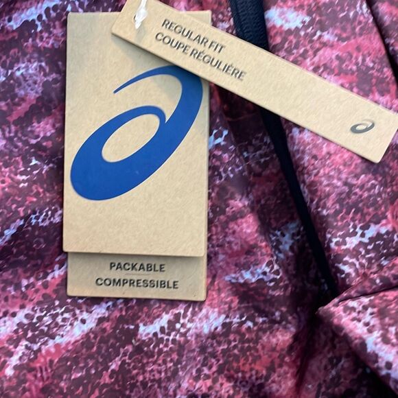 Asics Packable Windbreaker Jacket Purple Deep Mars Print L - Picture 11 of 13